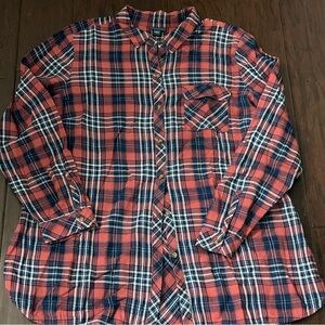 J. Jill Women’s Casual Red and Navy Plaid Shirt